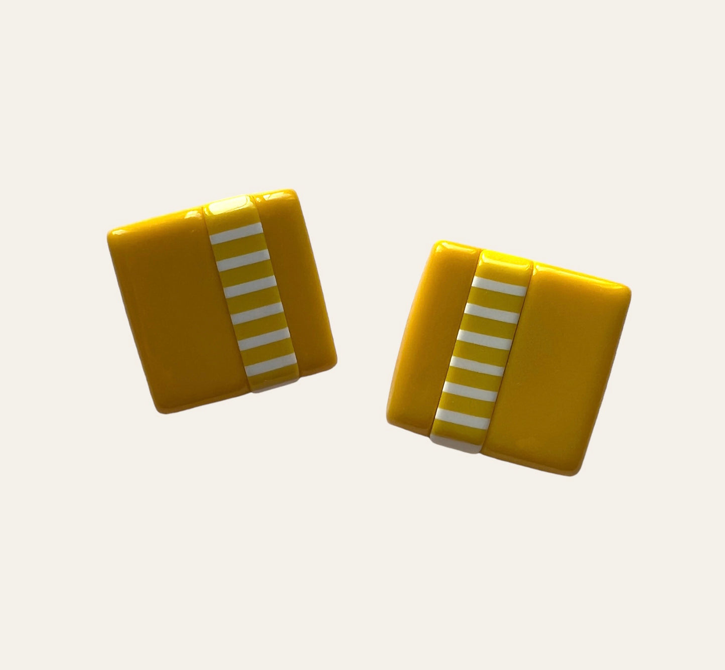 1960's Pop Yellow Squared Earrings