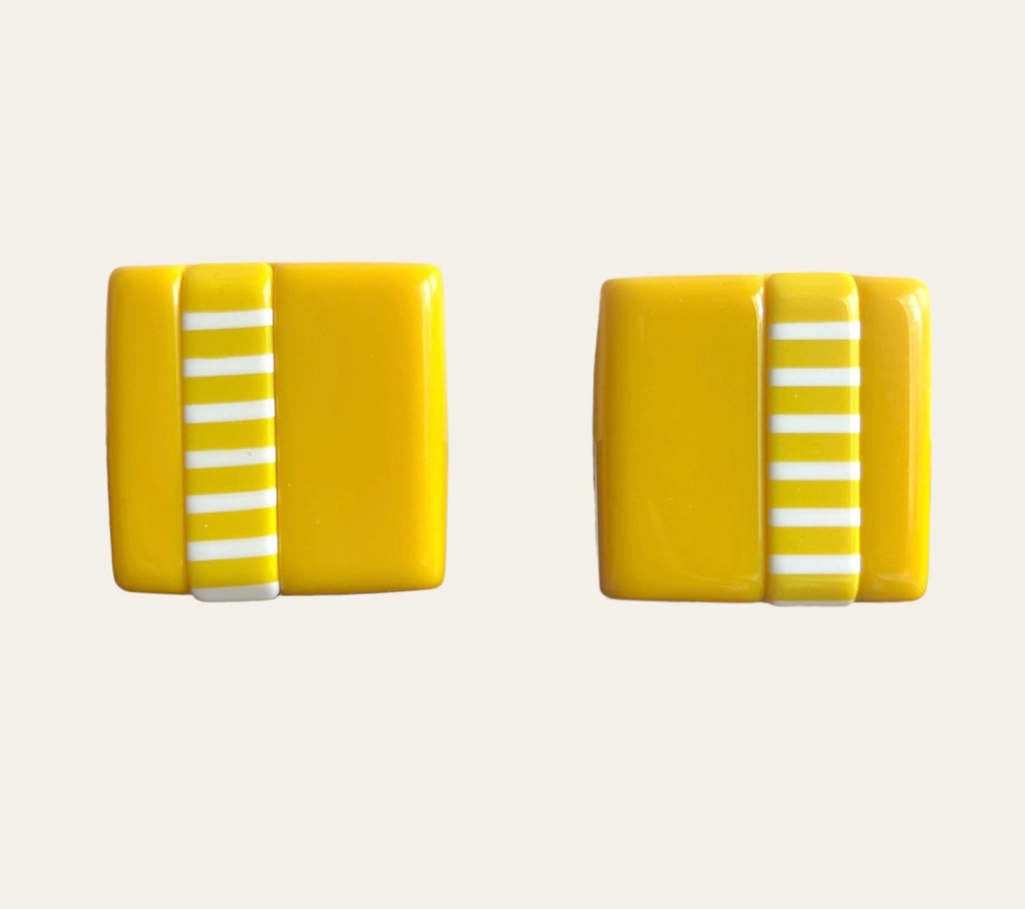 1960's Pop Yellow Squared Earrings