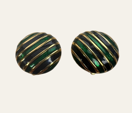 D'ORLAN Streaked Circular Clip On Earrings