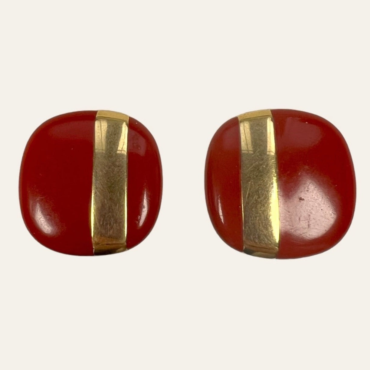 Monet Cherry Red Squared Clip On Earrings