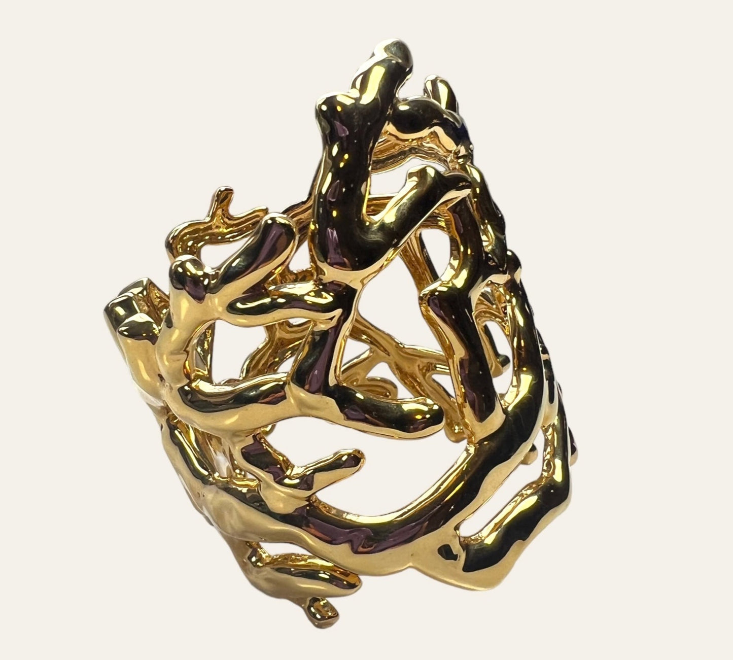 2000's Gold Tone Branches Cuff Bracelet