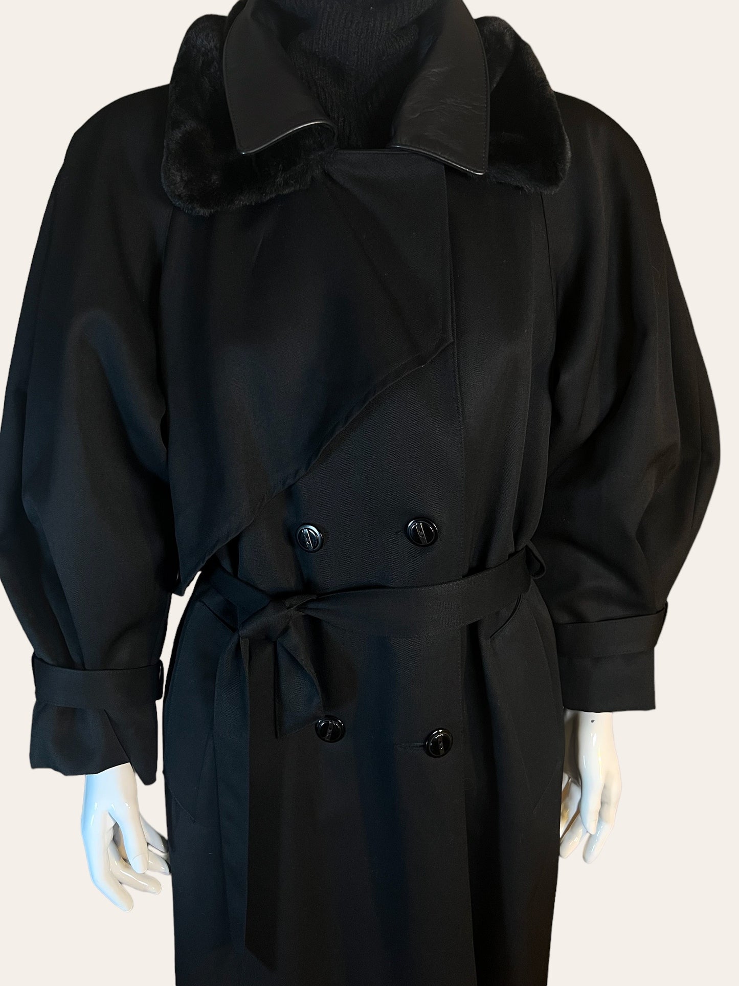 1980's Braemar by Diana Charles Maxi Black Overcoat