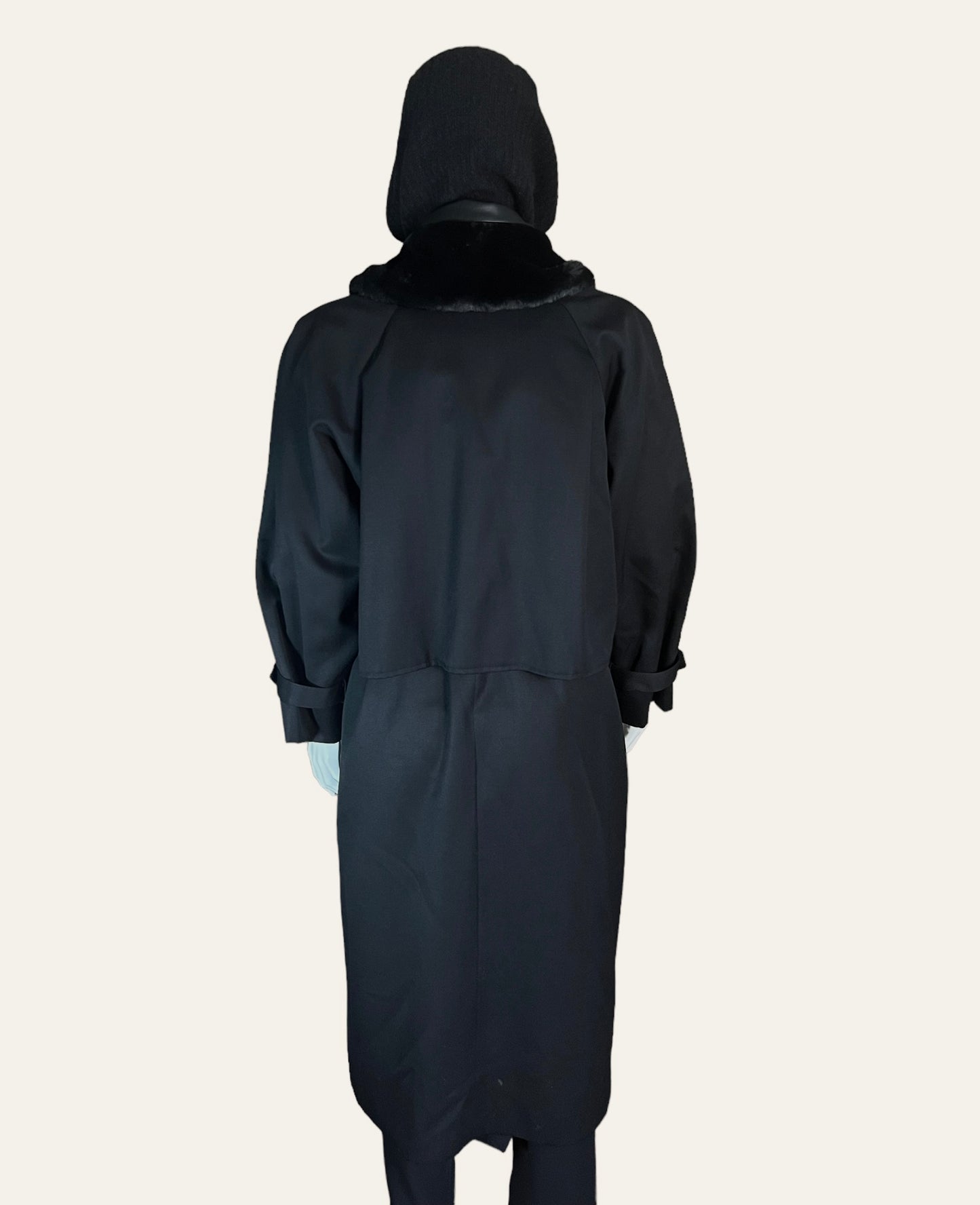 1980's Braemar by Diana Charles Maxi Black Overcoat