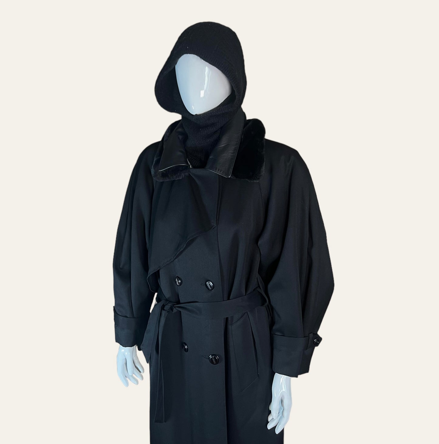 1980's Braemar by Diana Charles Maxi Black Overcoat