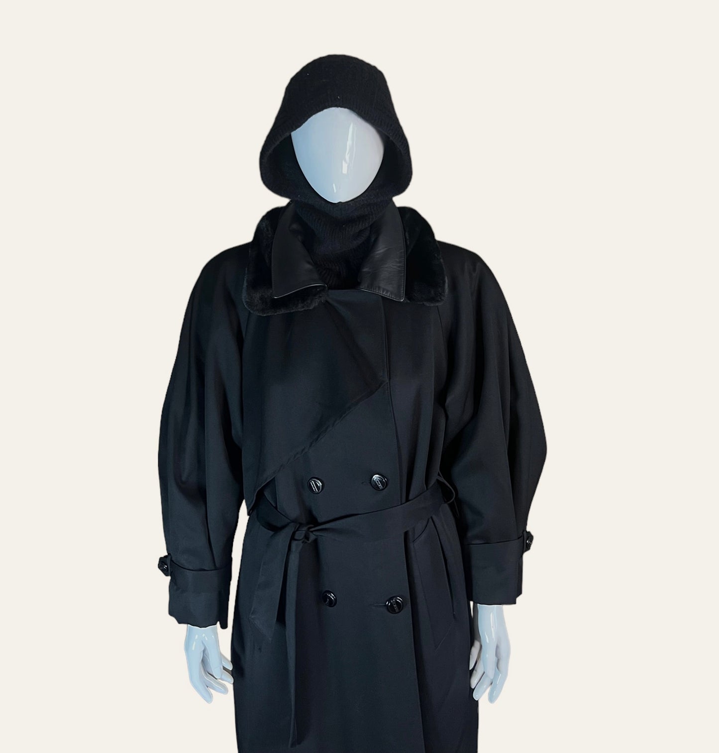 1980's Braemar by Diana Charles Maxi Black Overcoat