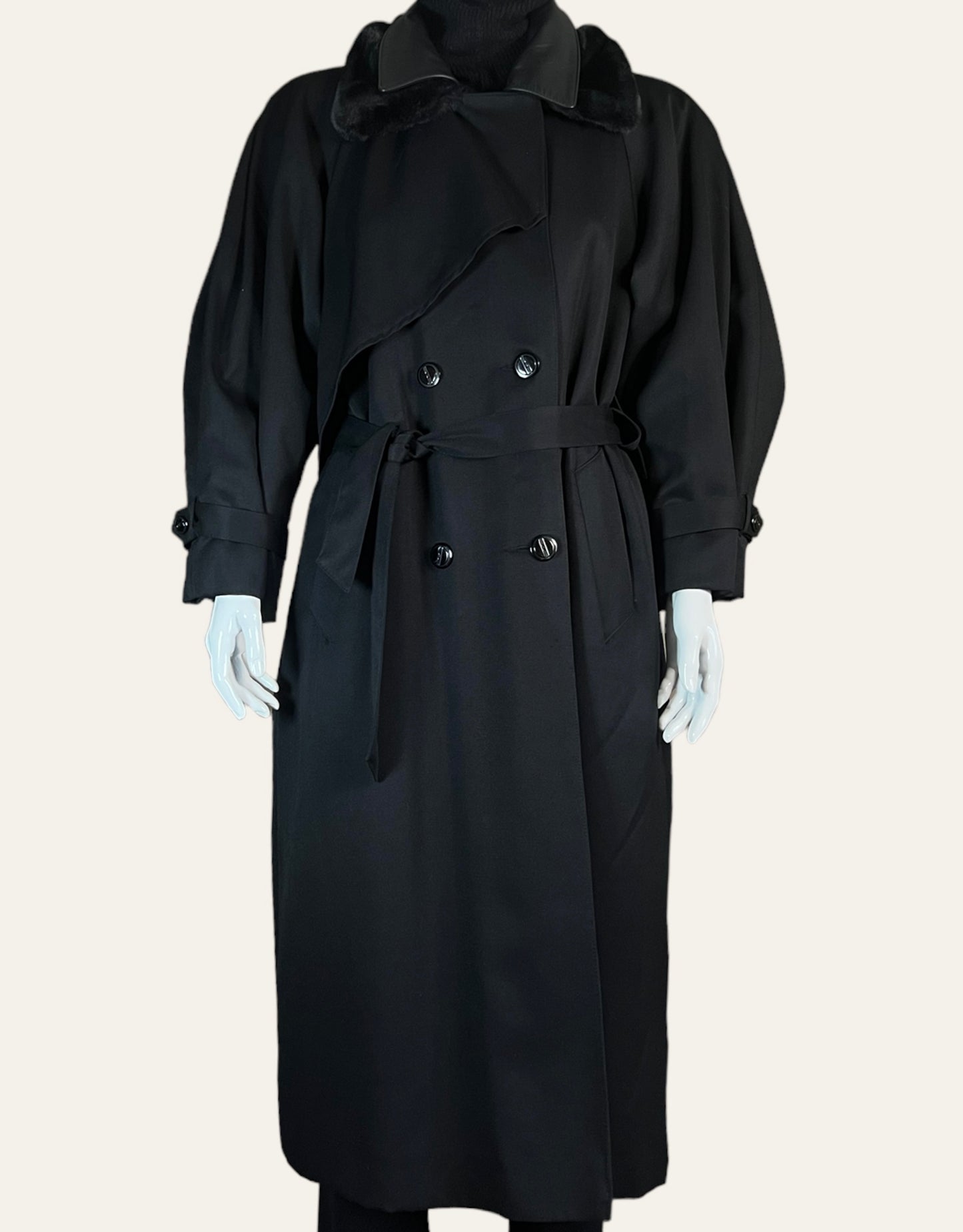 1980's Braemar by Diana Charles Maxi Black Overcoat