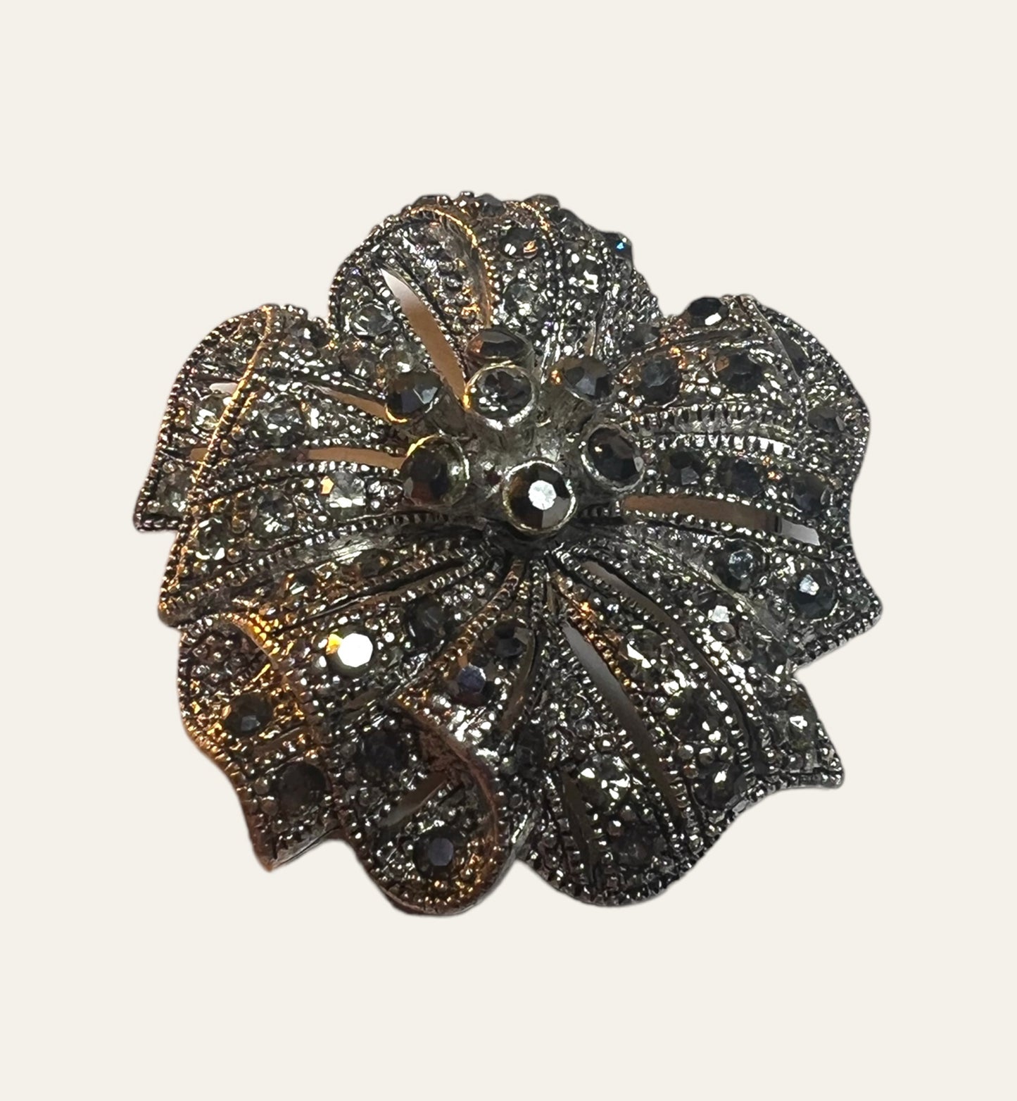 1980's Crystal Flower Brooch