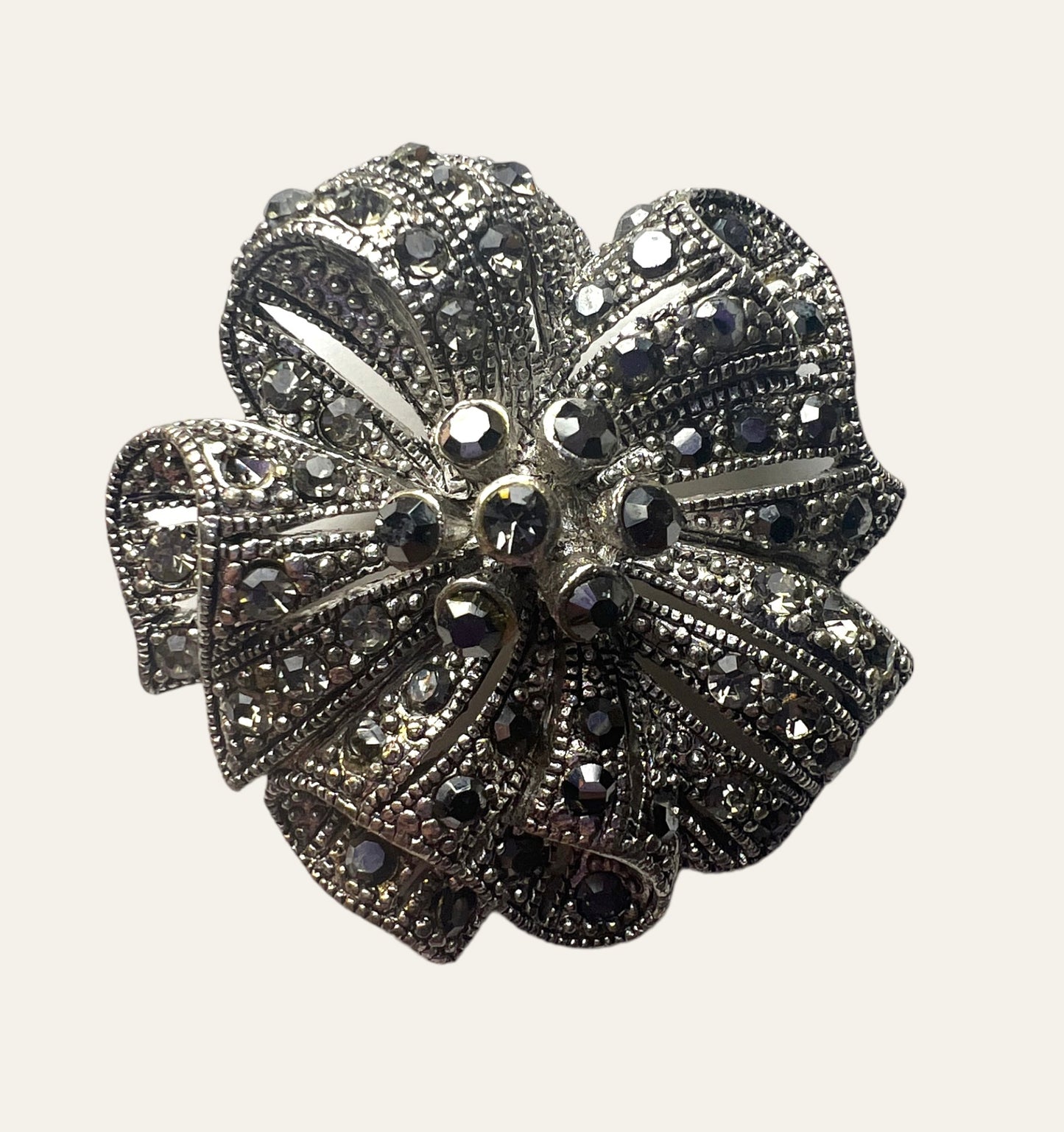 1980's Crystal Flower Brooch