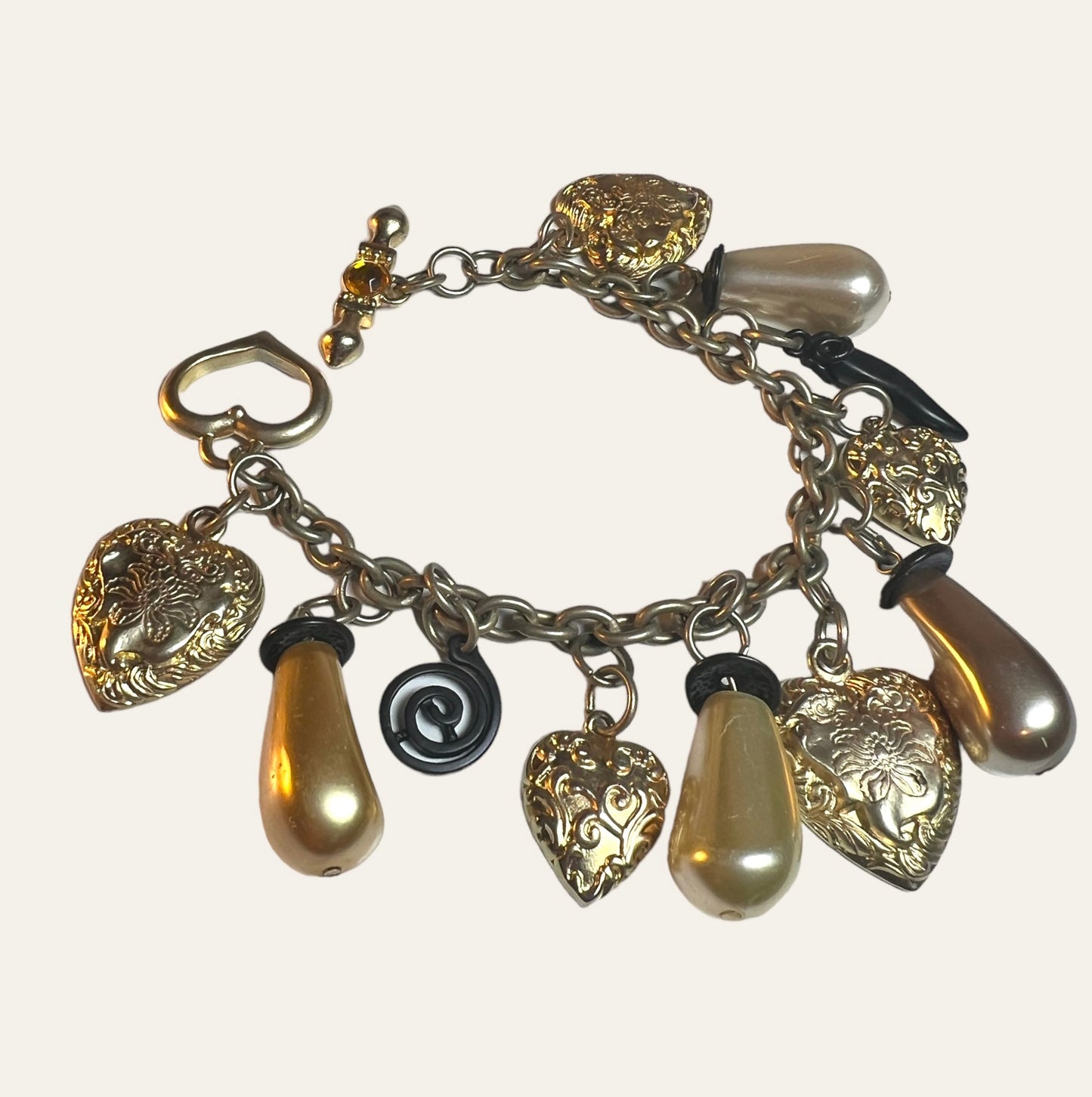 Vintage Multi Heart Charms Bracelet