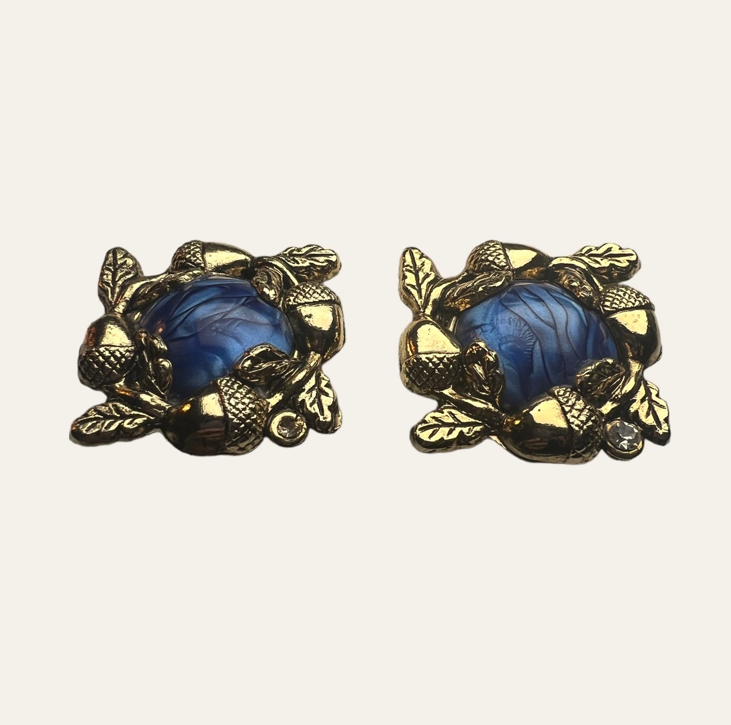 Large Blue Clip On Earrings