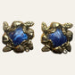 Large Blue Clip On Earrings