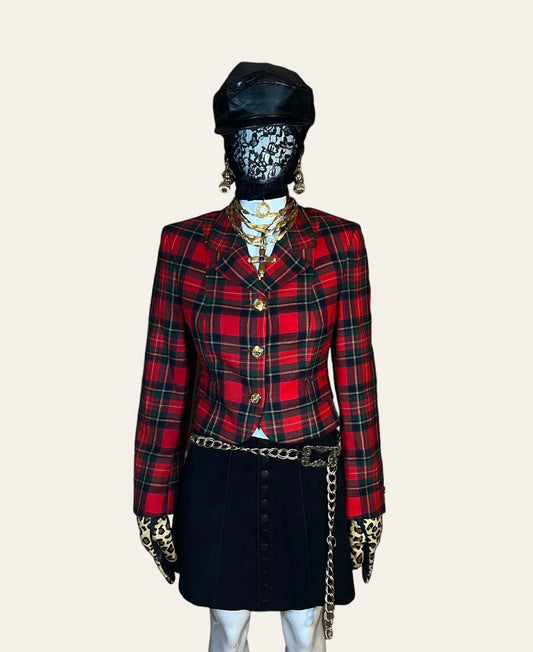 1980's Versus Versace Red Plaid Blazer