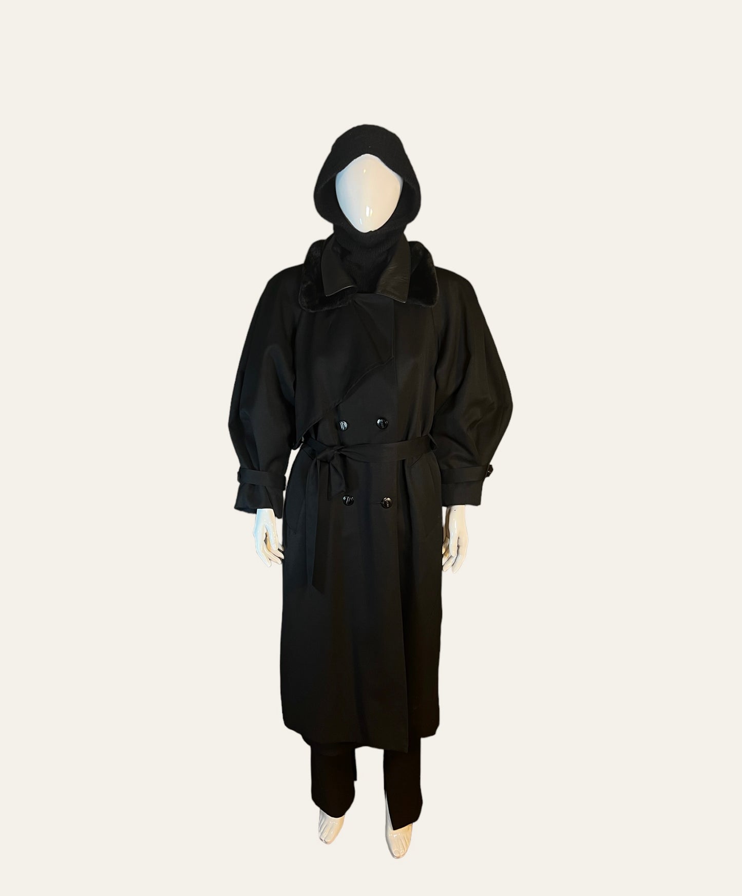 1980's Braemar by Diana Charles Maxi Black Overcoat