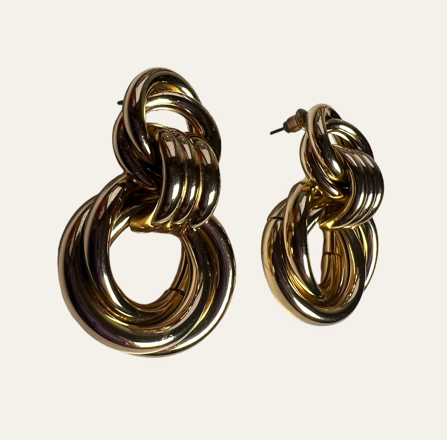 Gold Tone Hoop Twist Pierced Earrings