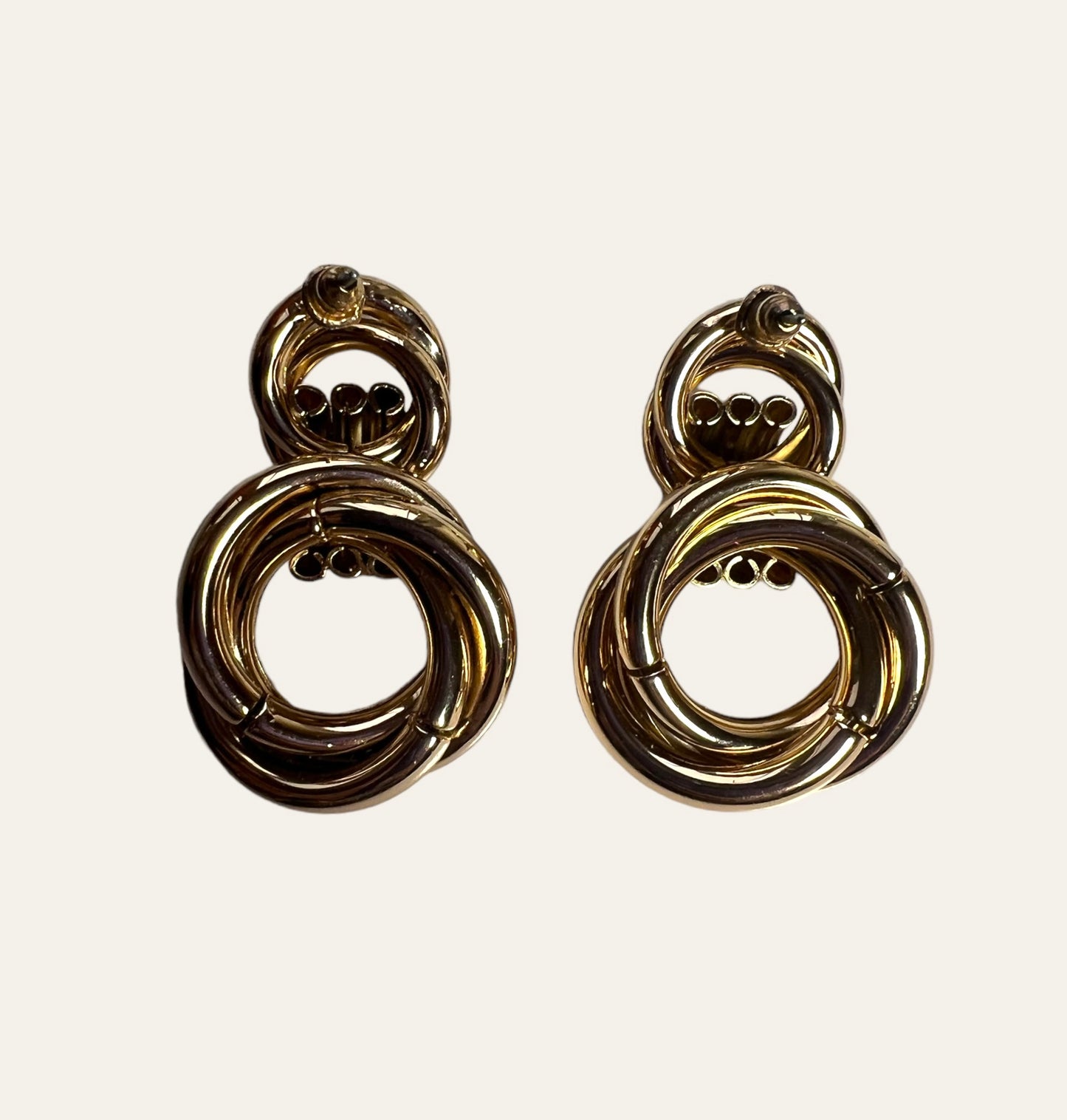 Gold Tone Hoop Twist Pierced Earrings