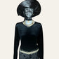 Vintage Black Velvet Long Sleeves Top