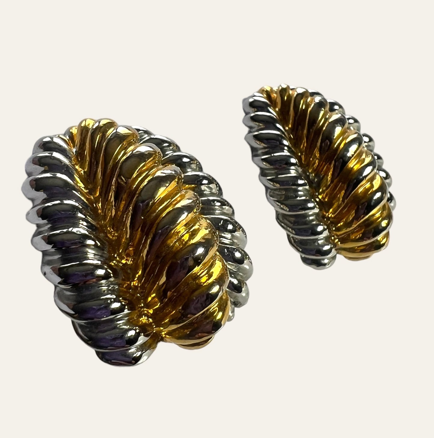 Ribbed Clip On Earrings