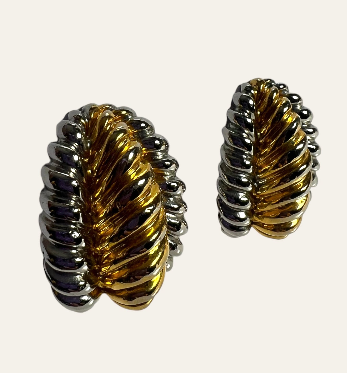 Ribbed Clip On Earrings