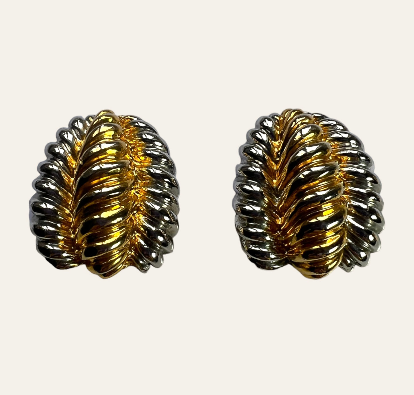 Ribbed Clip On Earrings