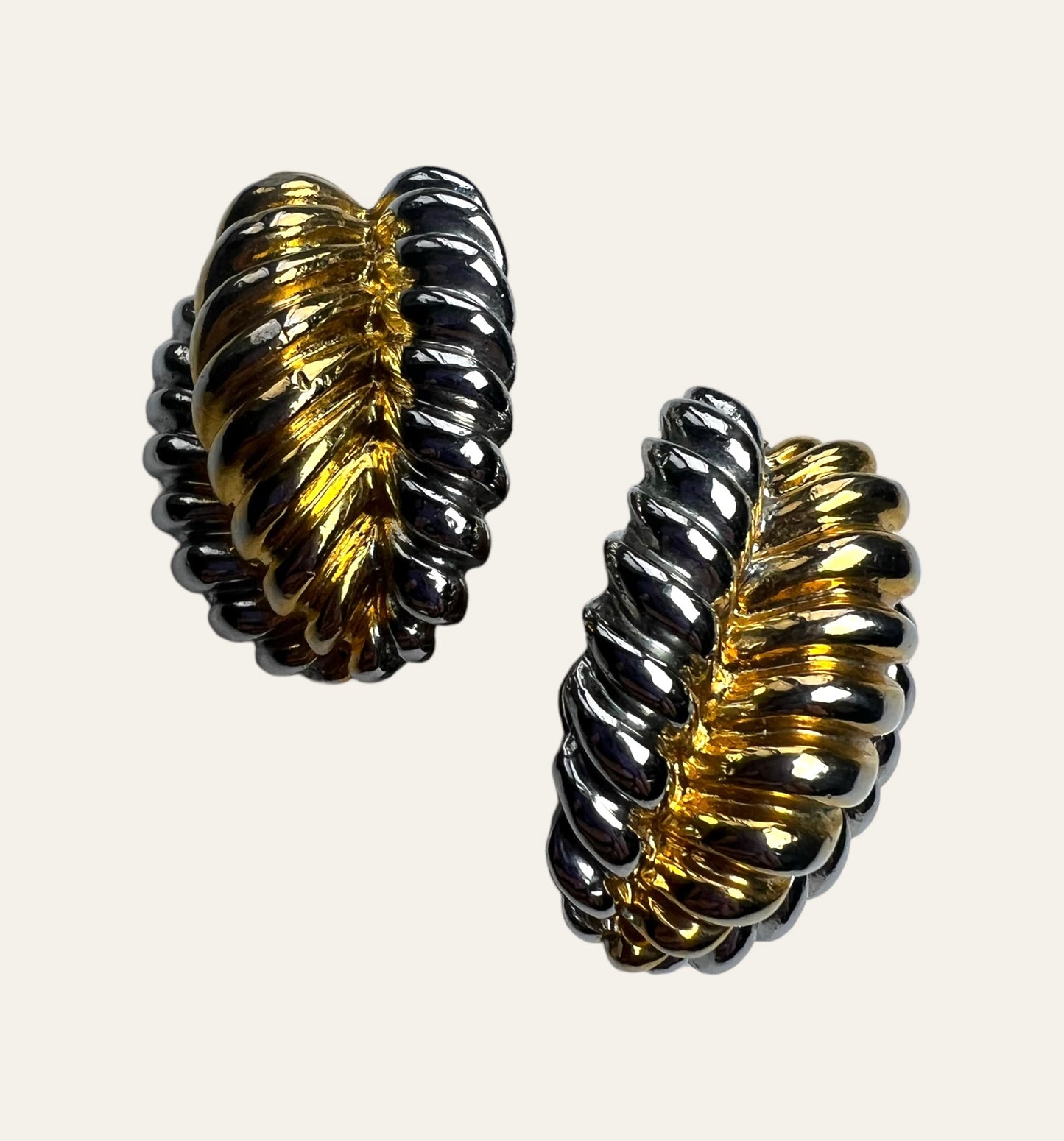 Ribbed Clip On Earrings