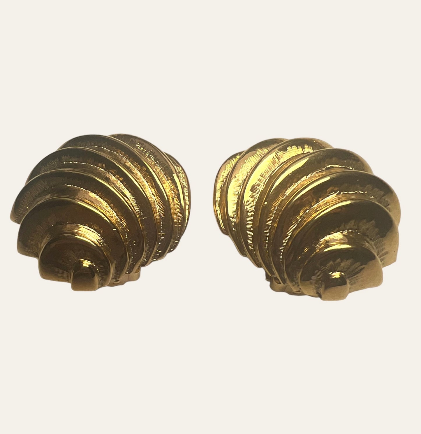 Domed Shell Shaped Clip On Earrings