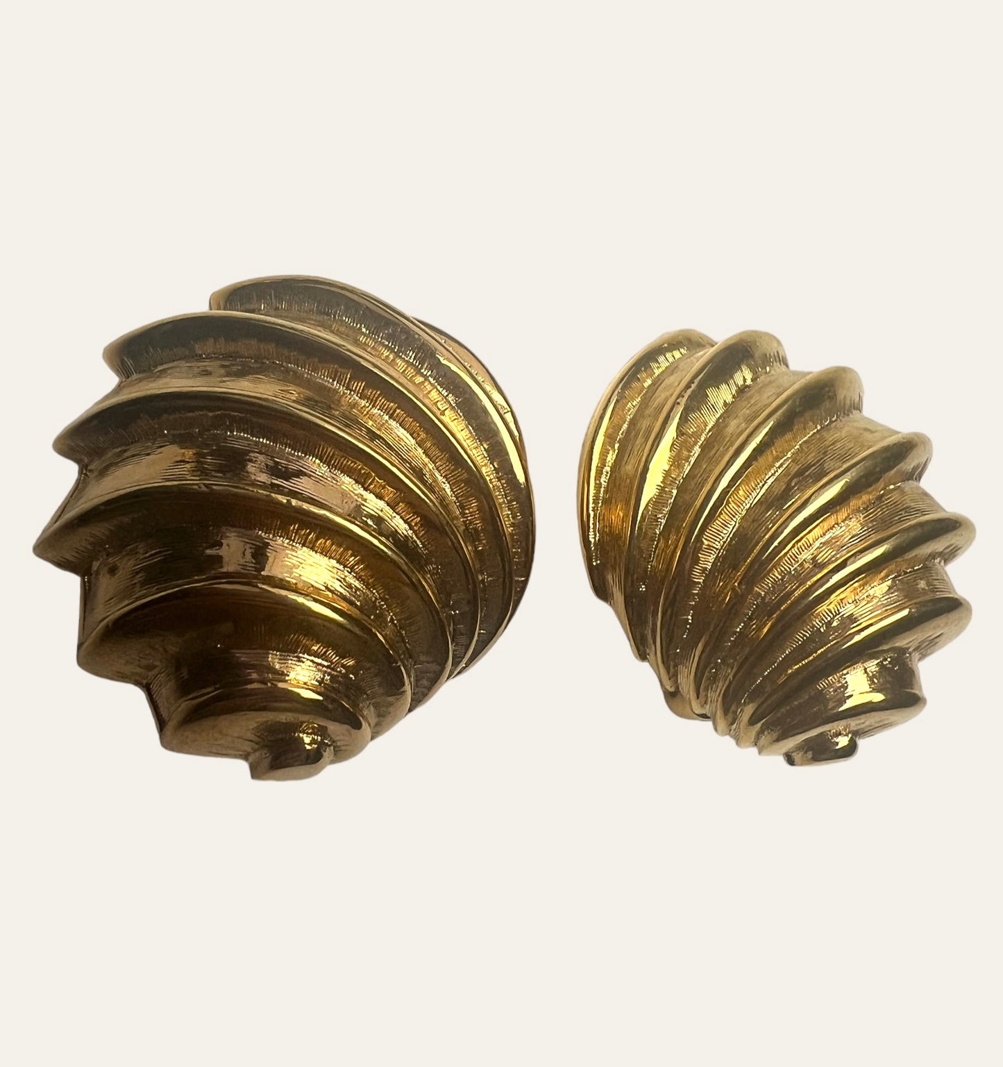 Domed Shell Shaped Clip On Earrings