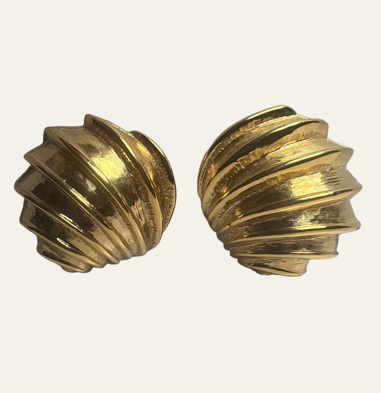 Domed Shell Shaped Clip On Earrings