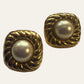 Faux Pearls Square Shaped Pierced Earrings