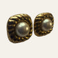 Faux Pearls Square Shaped Pierced Earrings