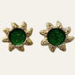 1980's Large Green Sun Clip On Earrings