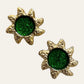 1980's Large Green Sun Clip On Earrings