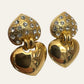 Gold Tone Heart Drop Clip On Earrings