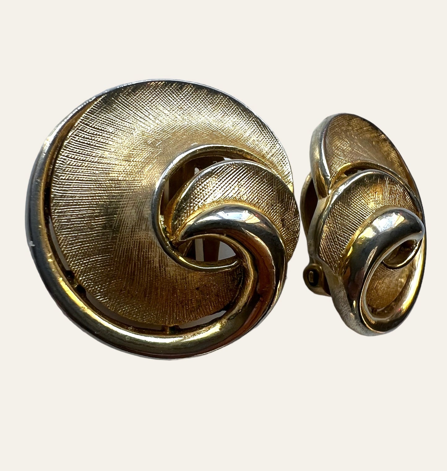 1950's Crown Trifari Swirl Design Clip On Earrings