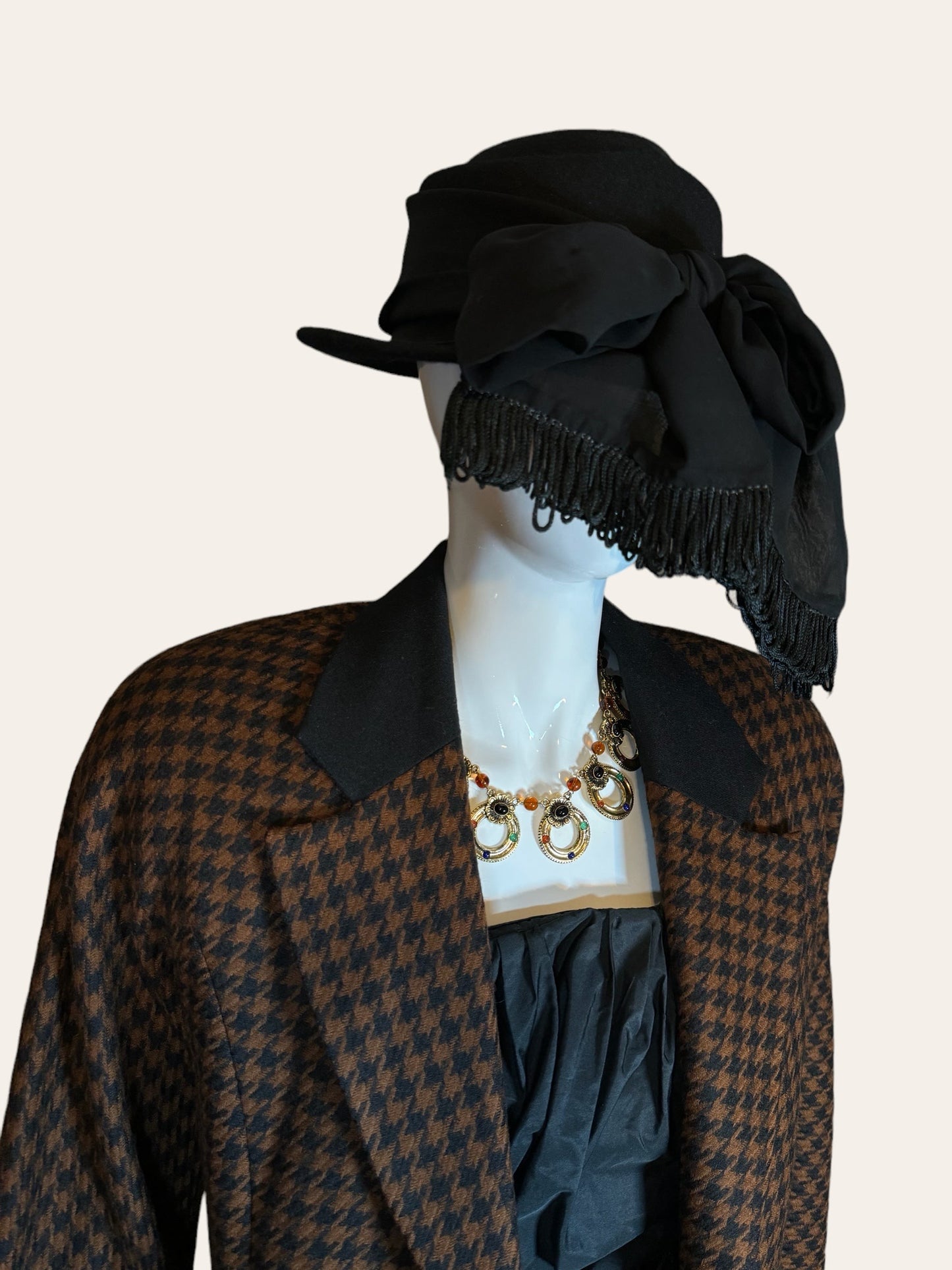 Vintage Black & Brown Houndstooth Wool Jacket