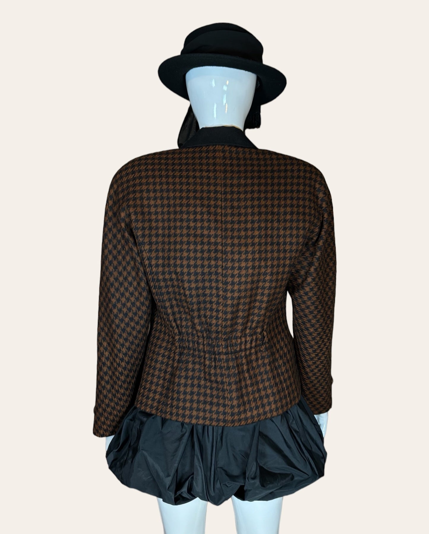 Vintage Black & Brown Houndstooth Wool Jacket