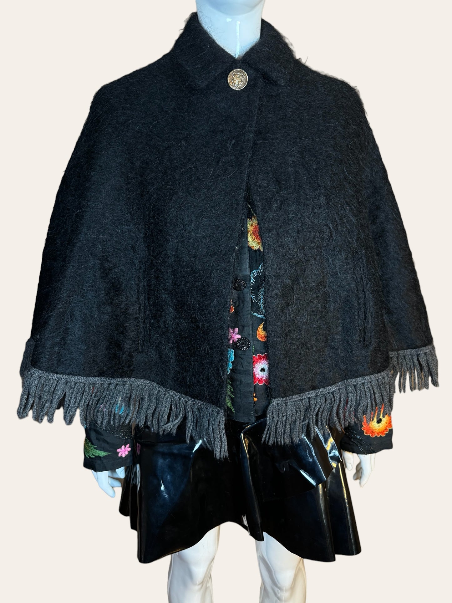 Vintage Woven In Scotland By Andrew Stewart Fringe Poncho