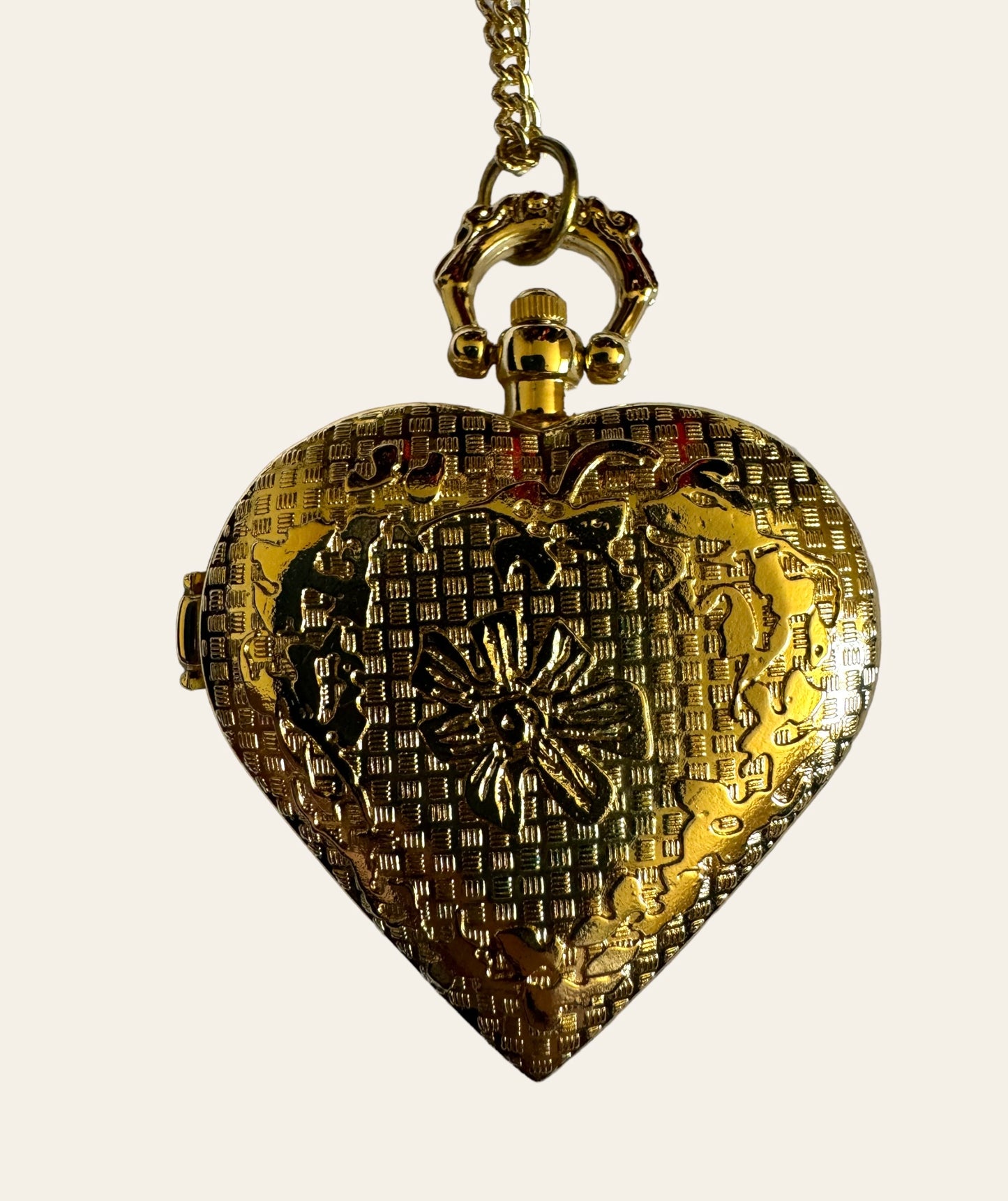 Gold Tone  Vintage Heart Watch Pendant