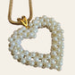 Massive Vintage Heart Faux Pearl Beaded Necklace