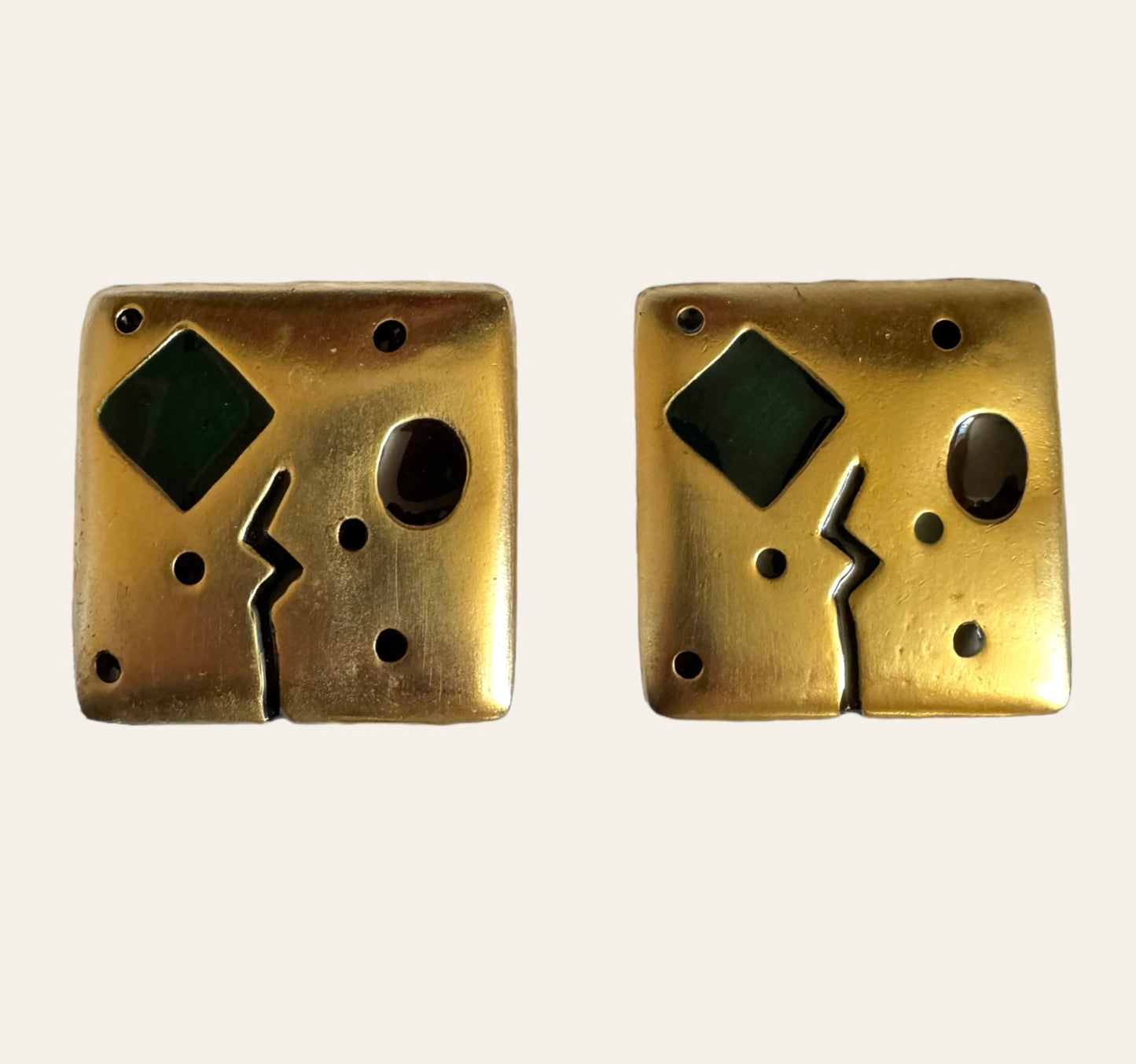 Large Square Clip On Earrings