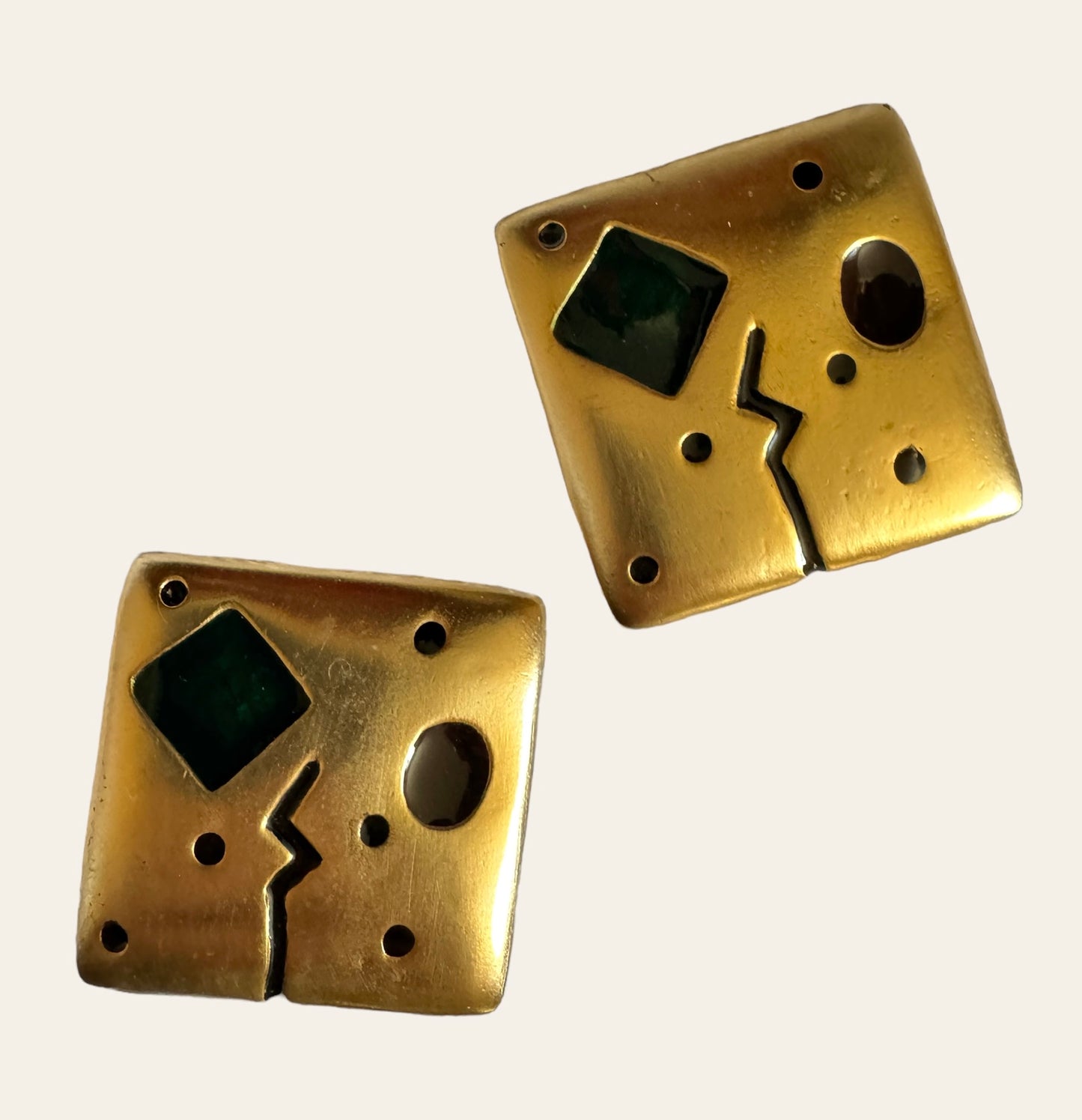 Large Square Clip On Earrings