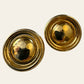 Gold Tone Button Clip On Earrings