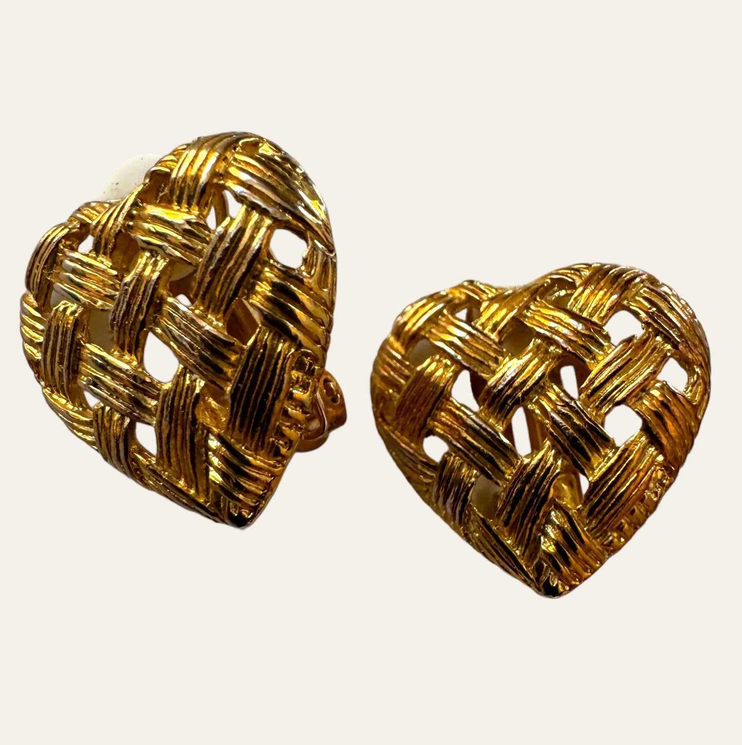 Petites Weaved Hearts Clip On Earrings