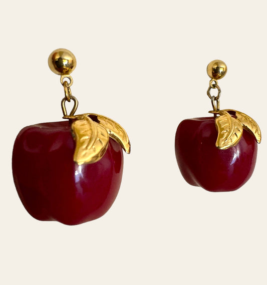 Avon Apple Dangle Pierced Earrings