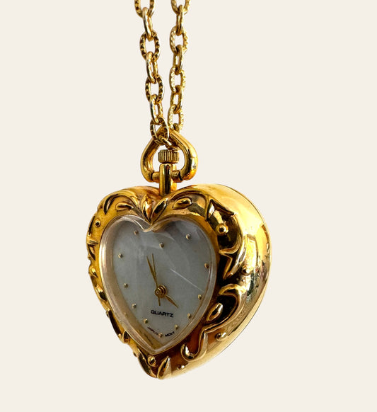 Avon Heart Watch Pendant Necklace