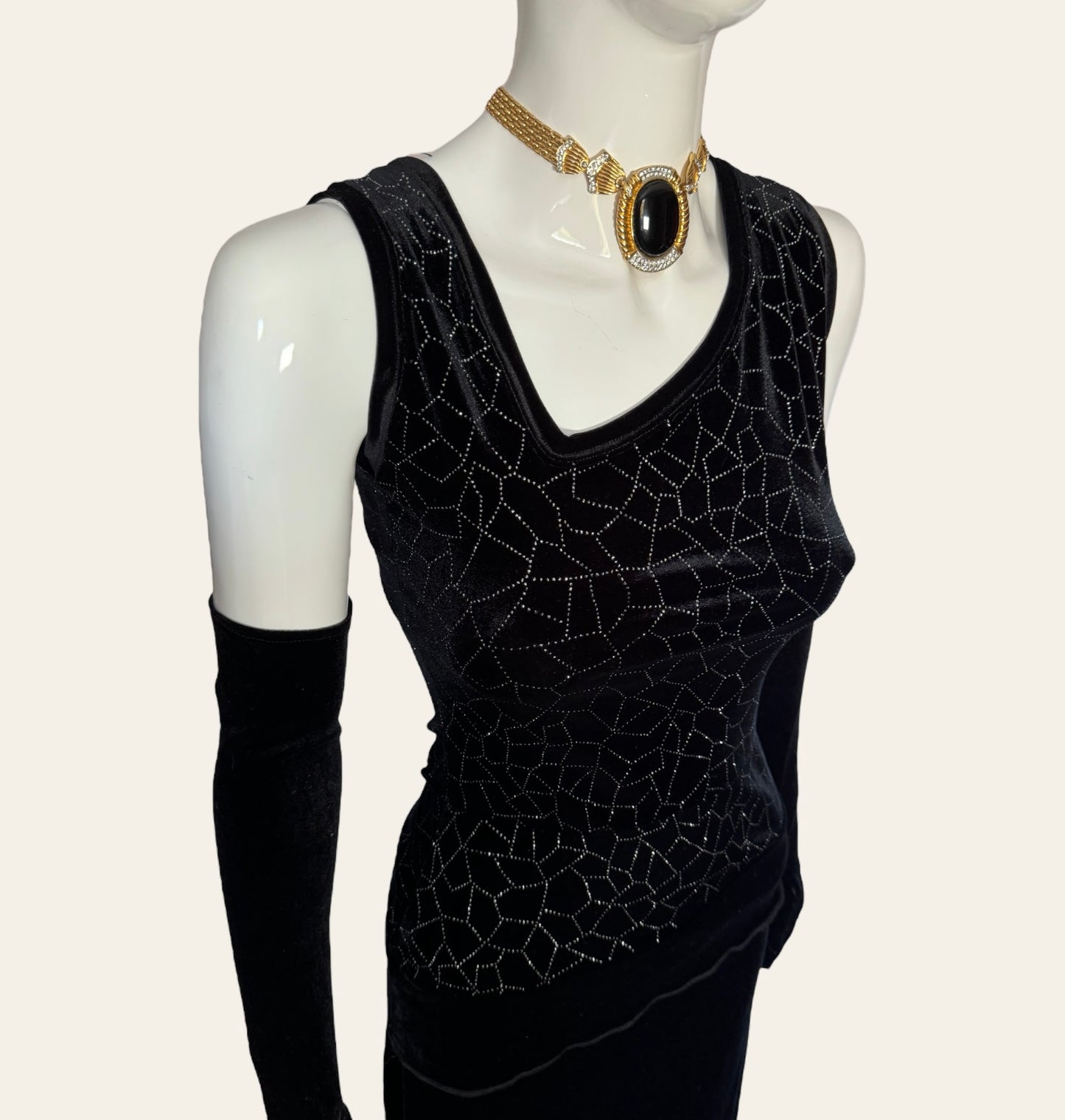 Vintage Black Velvet Cocktail Top