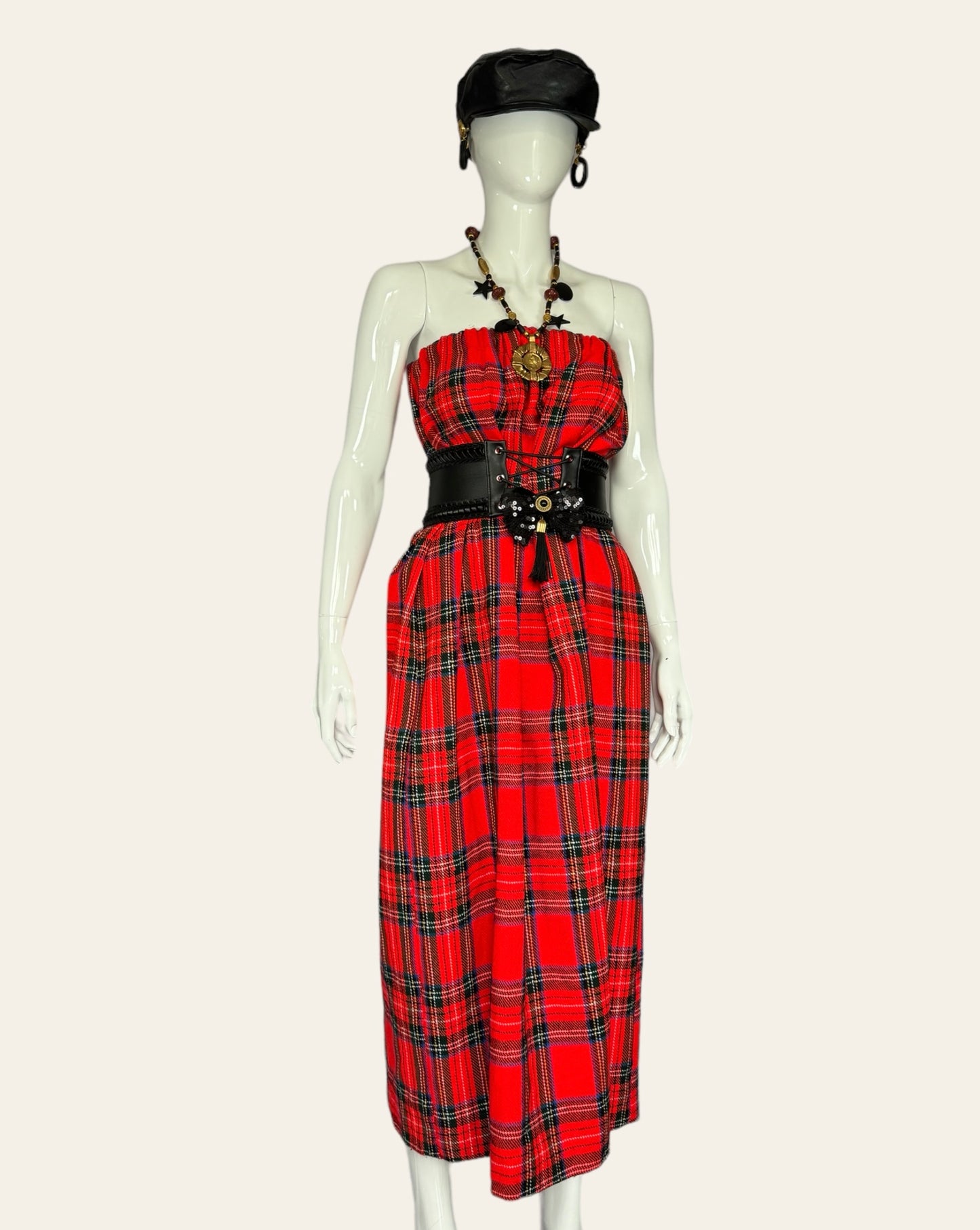 Vintage Red Tartan Dress/Skirt