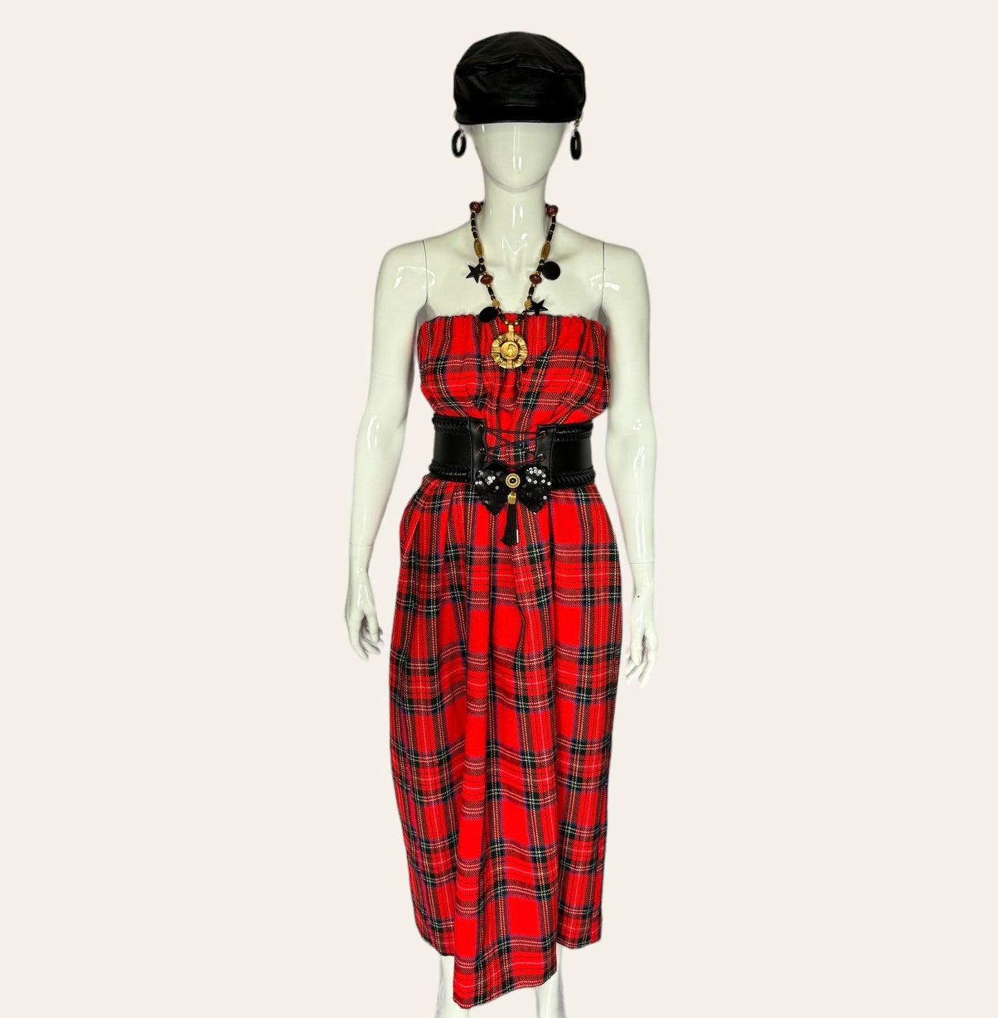 Vintage Red Tartan Dress/Skirt