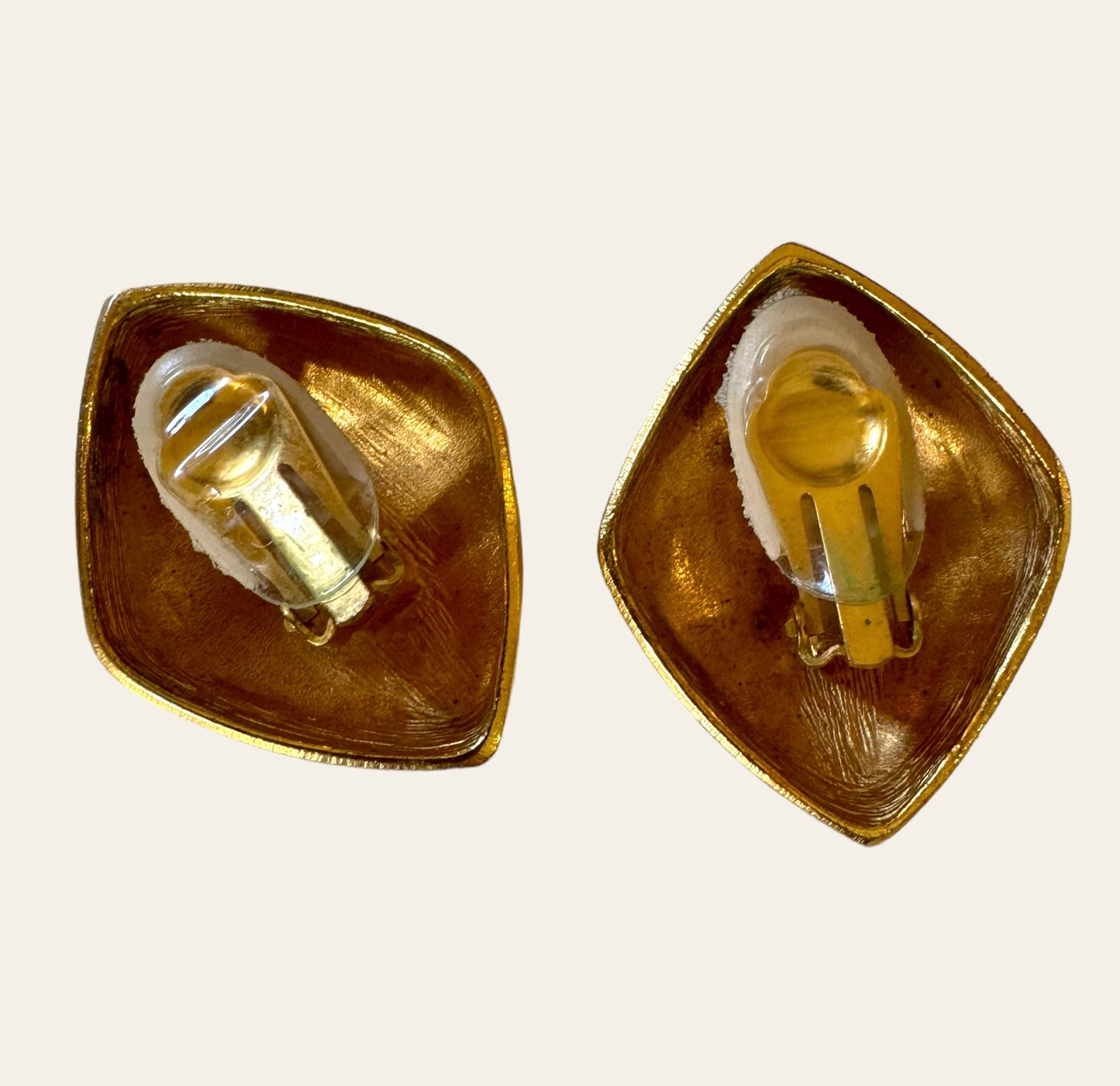 Midcentury Style Chunky Clip On Earrings