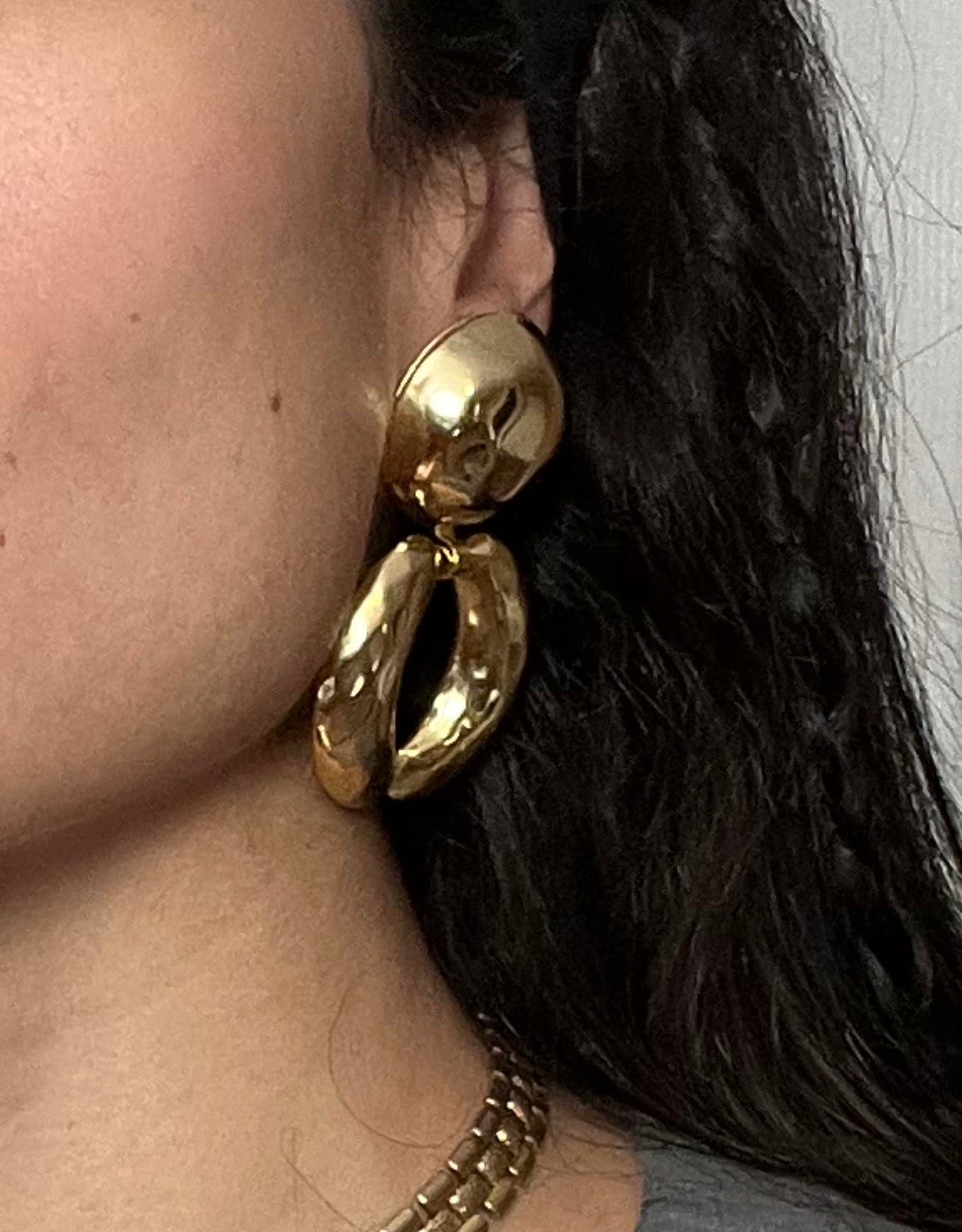 1970's Massive Gold Tone Chunky Drop Earrings