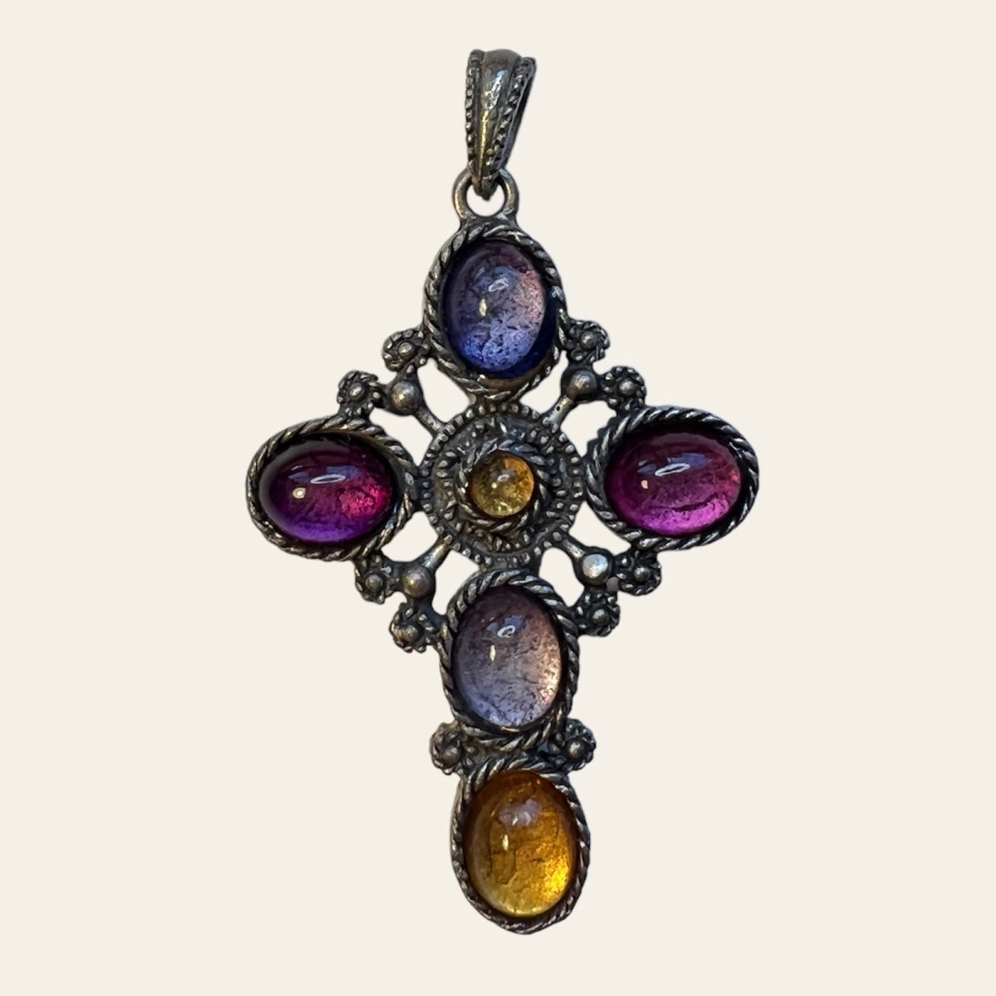 Vintage Multicoloured Cross Pendant